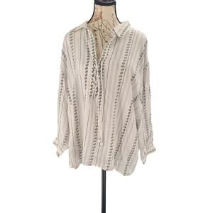 Boho thread lace up y2k vibe bohemian shirt Size Large flowy office resort wear